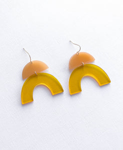 Yellow Arch Dangle Earrings