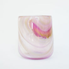 Load image into Gallery viewer, Glass Blown Tie-Dyed Raspberry Pistachio Drinking Glass