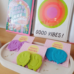 Melted Happy Face Studs - Purple