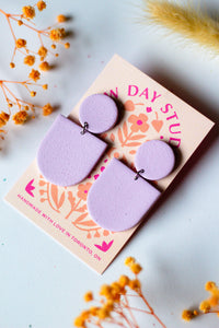 Small Dome Dangle Earrings - Pastel Purple