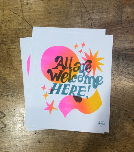 All Are Welcome Here Risograph Print